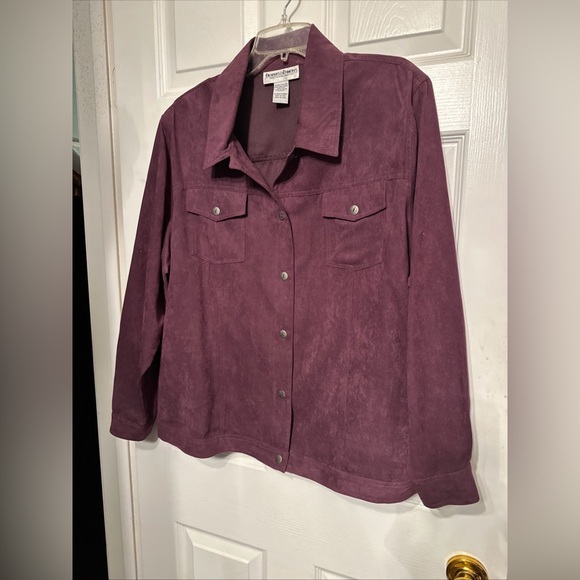 Drapers Damons Size X-large Purple Suede cloth Faux Jacket Button Lightweight - Picture 1 of 6